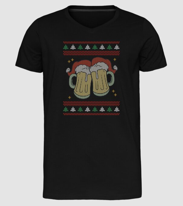 ugly sweater beers model negru pe tricou