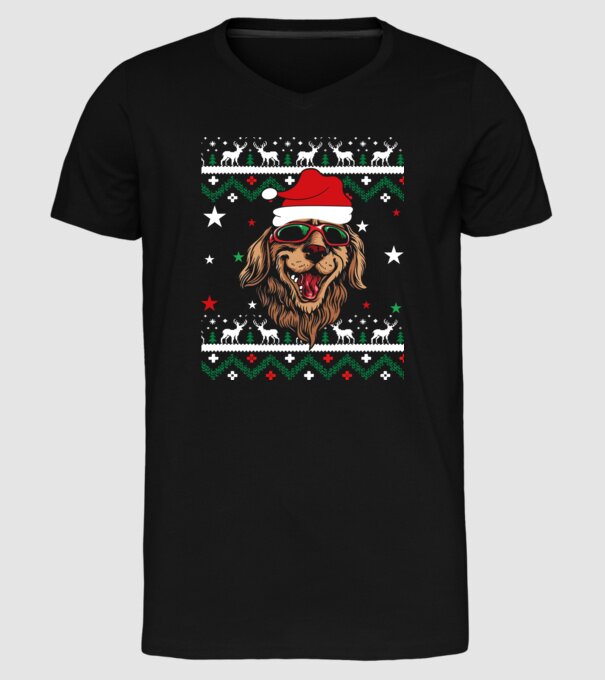 Ugly sweater dog model negru pe tricou