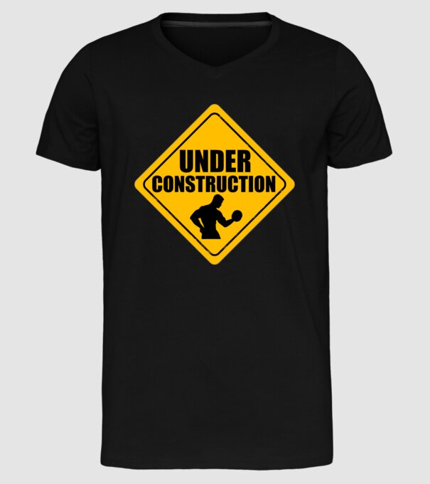 Under Construction model negru pe tricou