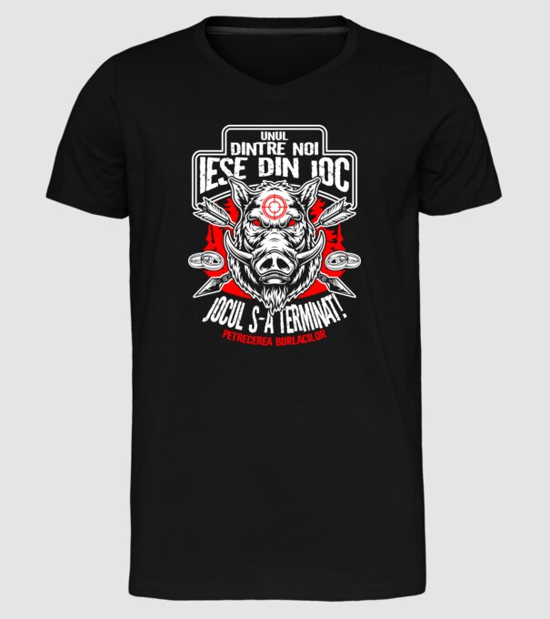 Unul dintre noi iese din joc - jocul s-a terminat - petrecerea burlacilor model negru pe tricou