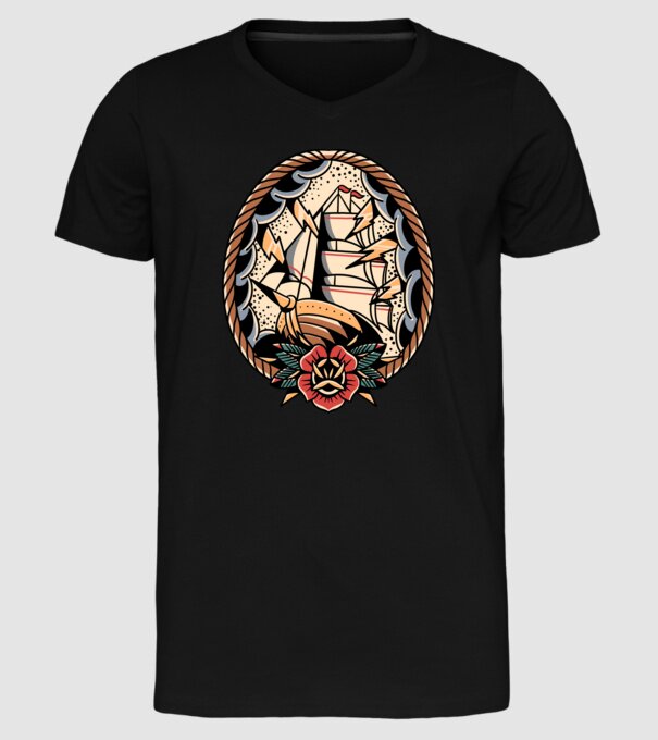 Vapoare model negru pe tricou