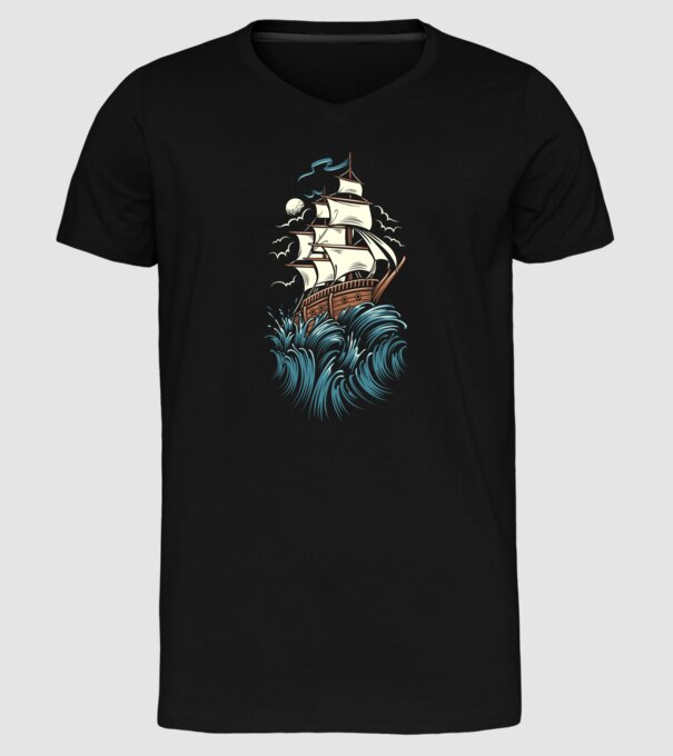 Vapoare model negru pe tricou