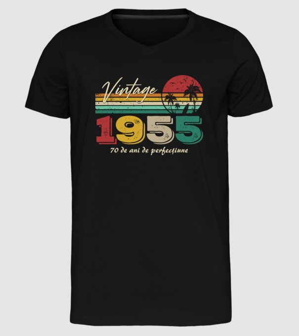 VINTAGE 1955 model negru pe tricou