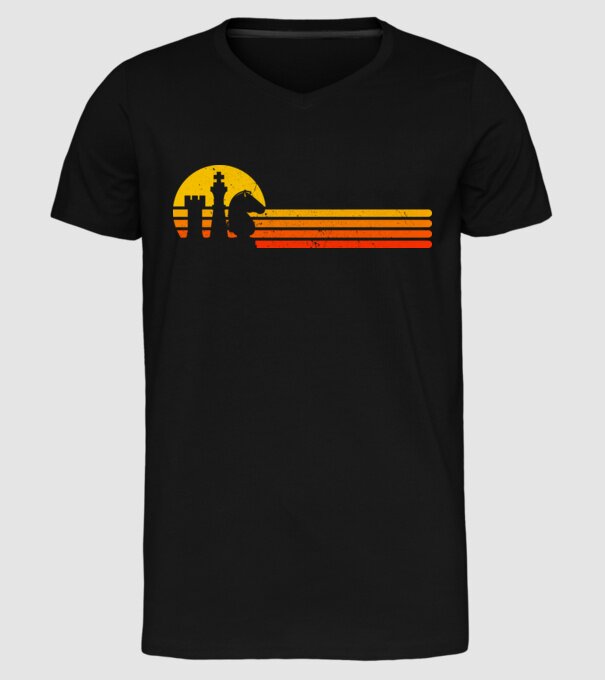 Vintage chesss sunset model negru pe tricou