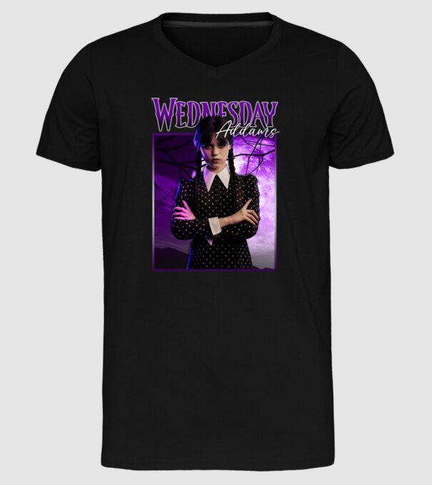 Wednesday Addams model negru pe tricou