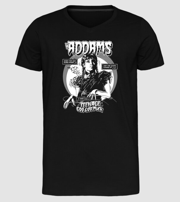 WEDNESDAY ADDAMS TEENAGE GOO GOO MUCK model negru pe tricou