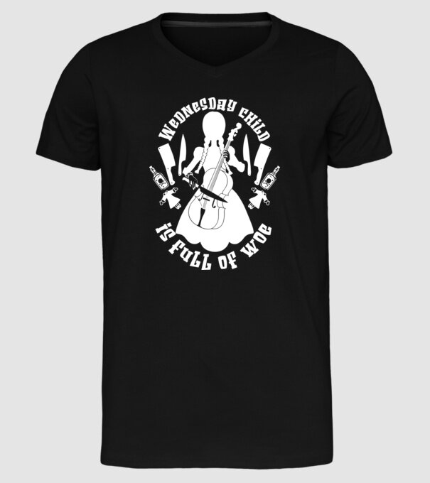 Wednesday child is full of woe model negru pe tricou