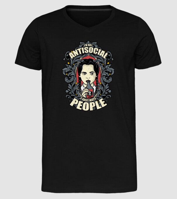 WEDNESDAY - Just hate people model negru pe tricou