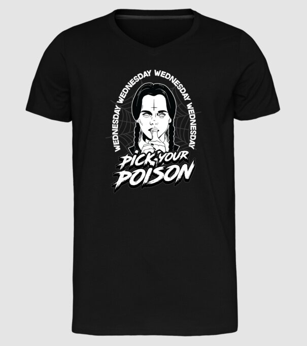 WEDNESDAY Pick your poison model negru pe tricou