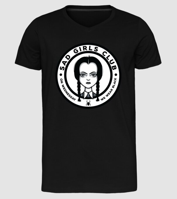 WEDNESDAY Sad Girls Club model negru pe tricou