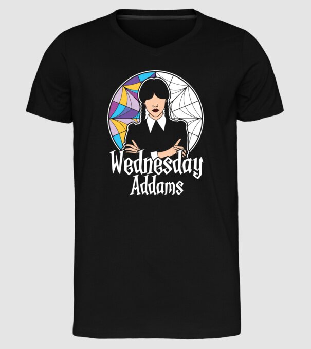 Wednesday Window colorful model negru pe tricou
