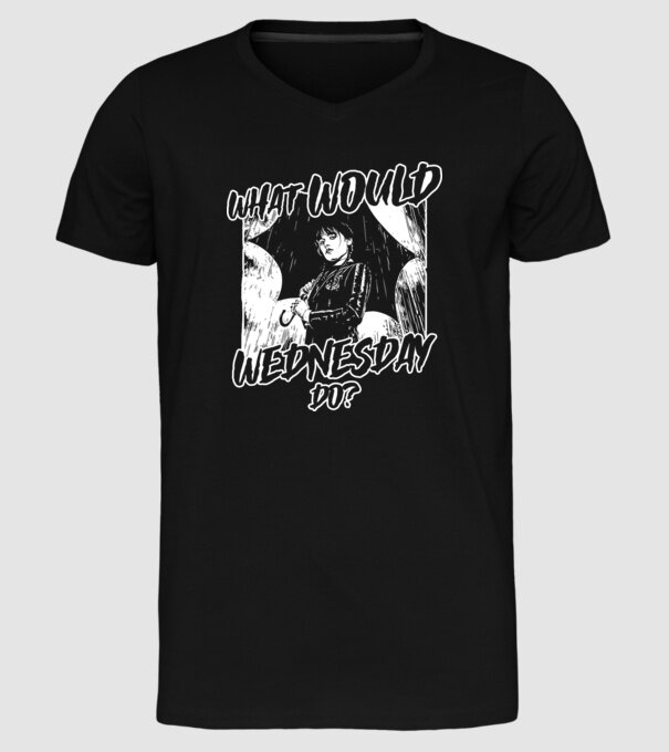 What would Wednesday do model negru pe tricou
