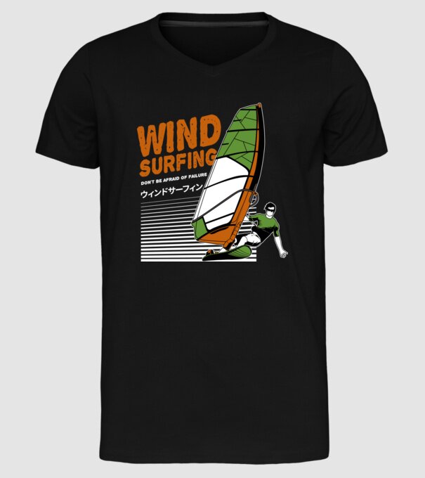 Wind Surf model negru pe tricou