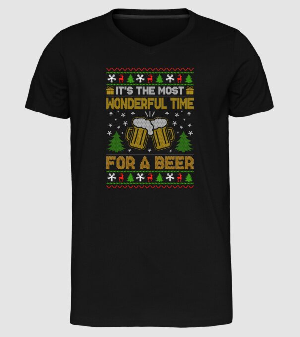 Wonderful time for a beer model negru pe tricou