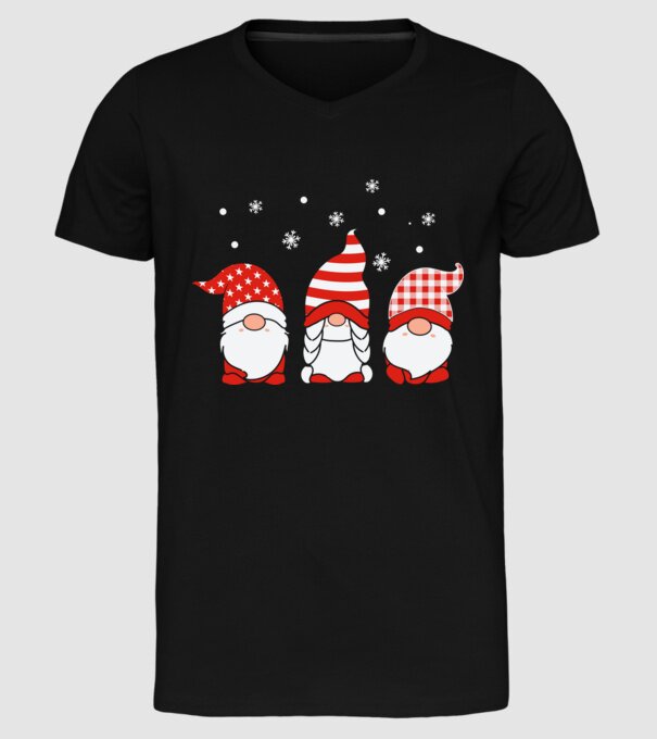 Xmas gnomes model negru pe tricou