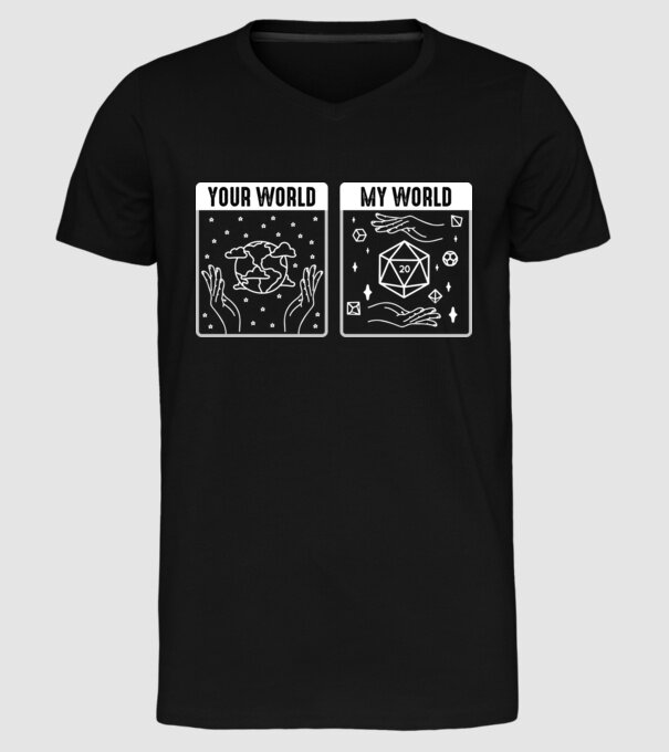 Your World My World model negru pe tricou