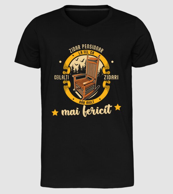 ZIDAR pensionar - la fel ca ceilalți zidari, dar mult mai fericit model negru pe tricou