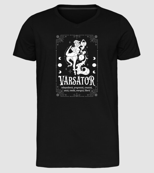 Zodiac femeie VĂRSĂTOR white model negru pe tricou