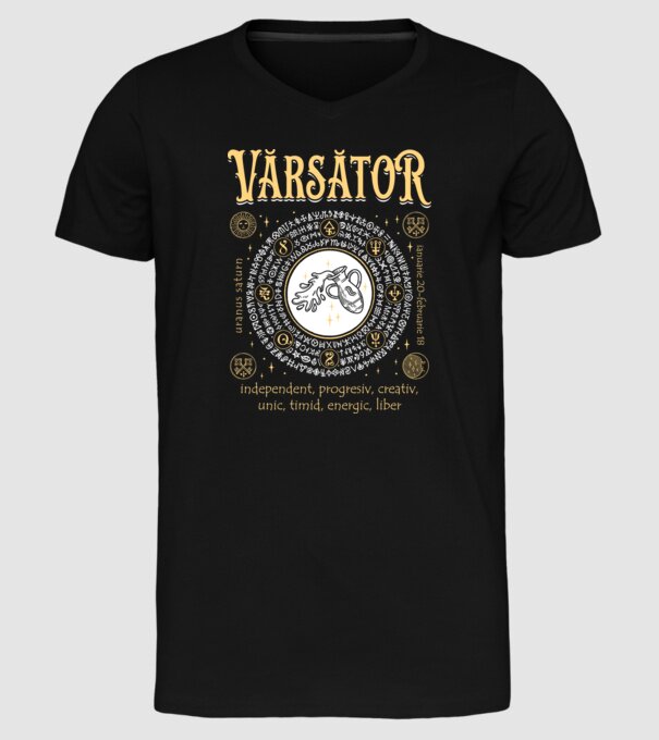 Zodiac bărbat VĂRSĂTOR golden model negru pe tricou