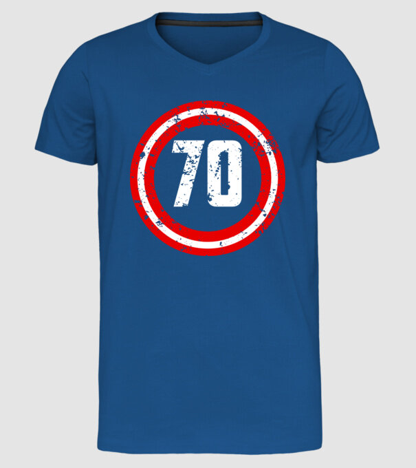 Birthday captain 70 Years old model albastru regal pe tricou