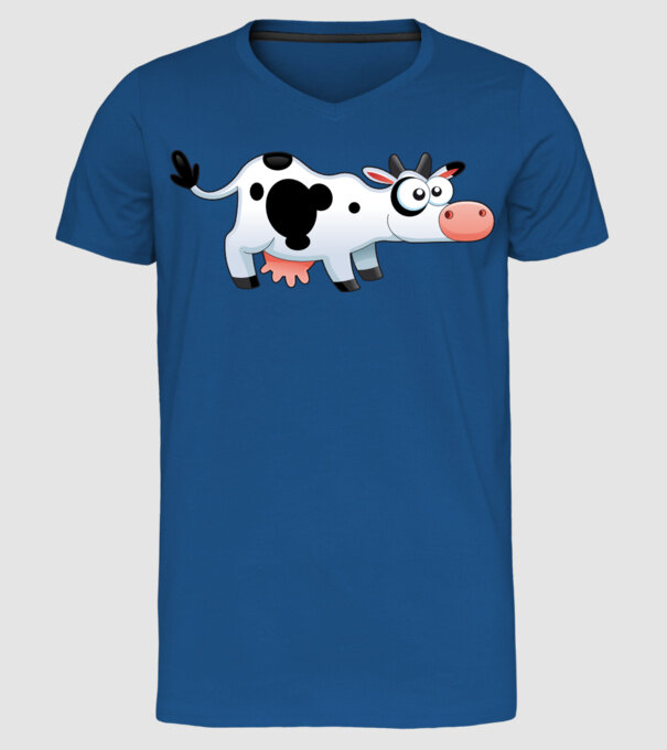 Cow model albastru regal pe tricou