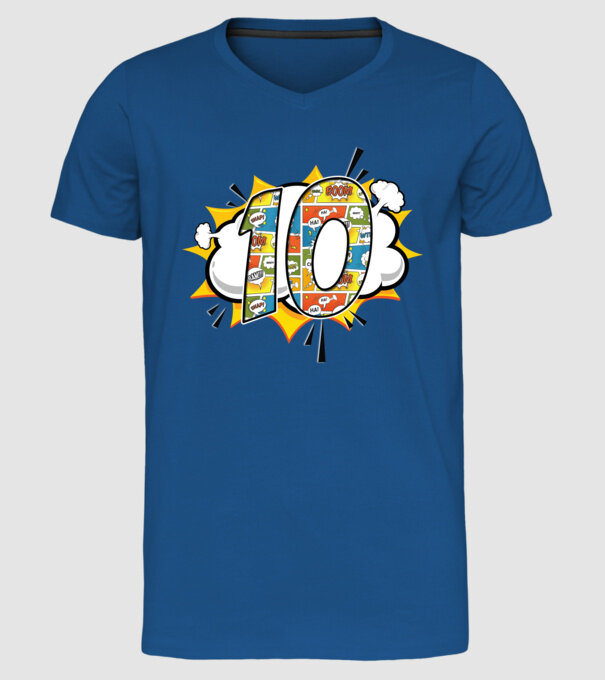 Birthday Comic Number 10 model albastru regal pe tricou
