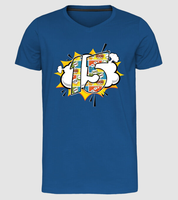 Birthday Comic Number 15 model albastru regal pe tricou