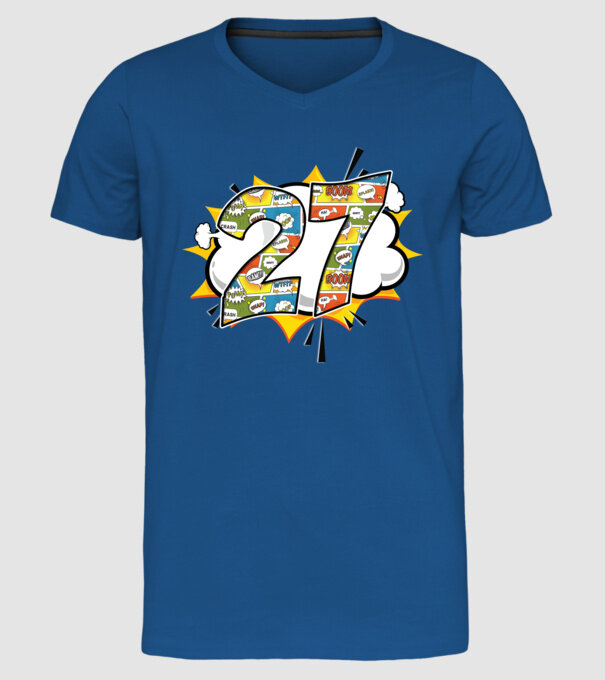 Birthday Comic Number 27 model albastru regal pe tricou