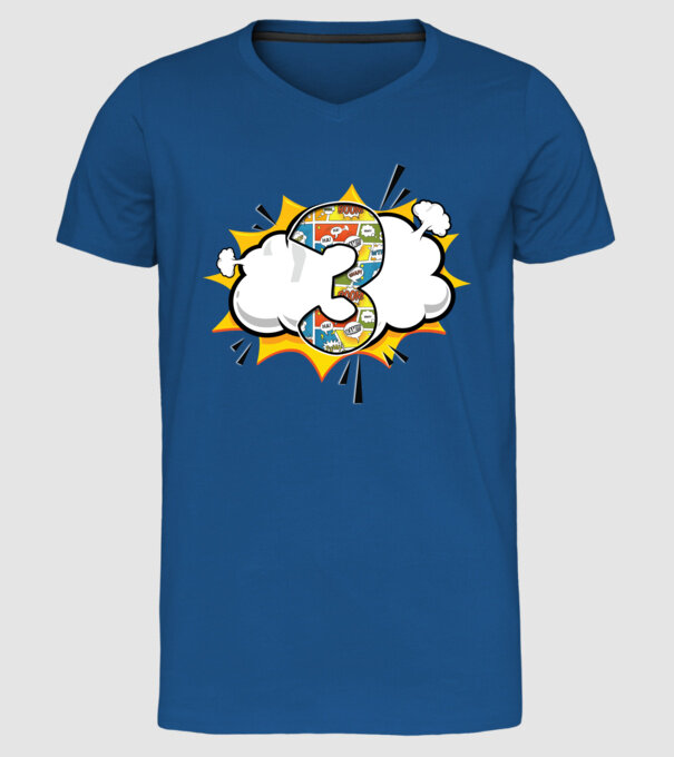 Birthday Comic Number 3 model albastru regal pe tricou