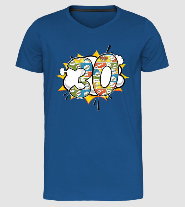 Birthday Comic Number 30 model albastru regal pe tricou
