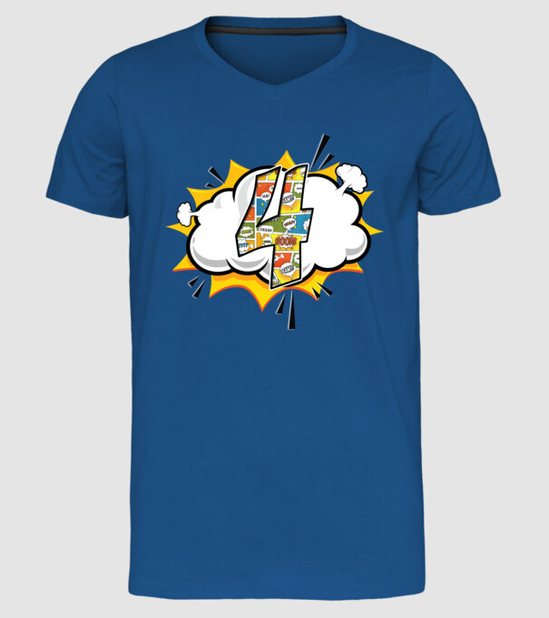 Birthday Comic Number 4 model albastru regal pe tricou