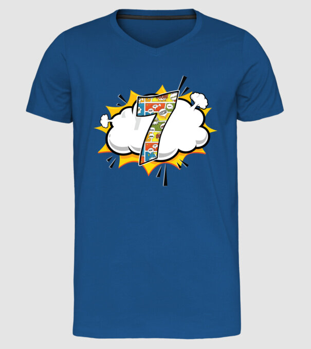 Birthday Comic Number 7 model albastru regal pe tricou
