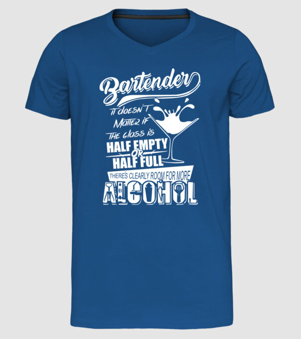 Half empty or half full model albastru regal pe tricou