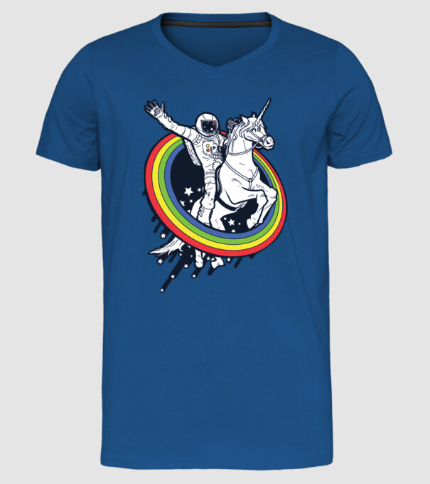 Unicorn Spaceman model albastru regal pe tricou