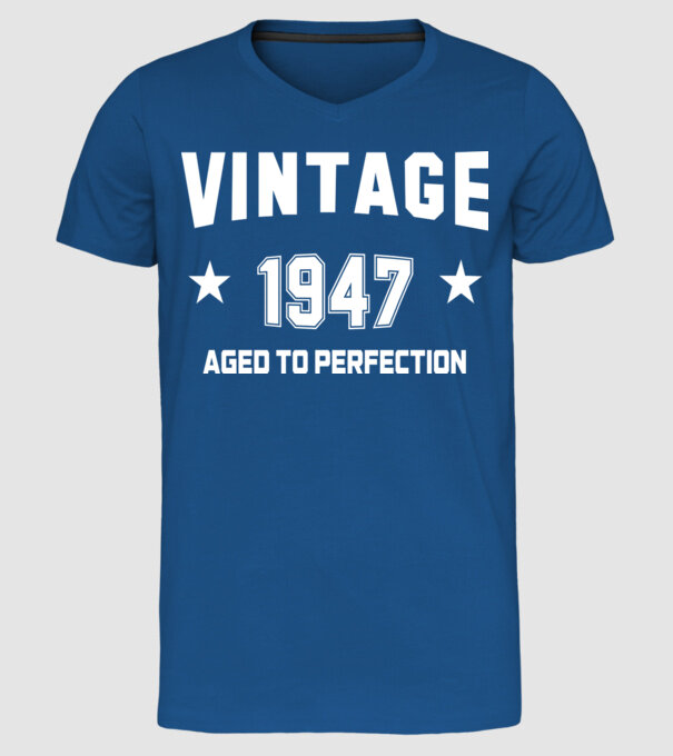 Vintage - 1947 model albastru regal pe tricou