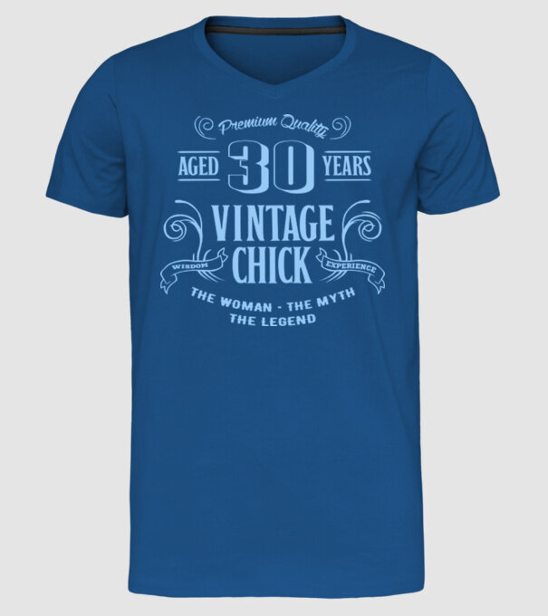 Vintage chick - 30 model albastru regal pe tricou