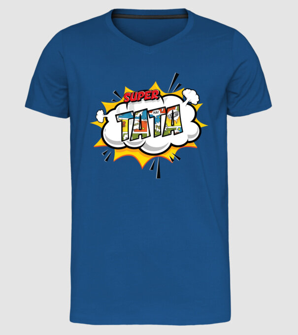 Super tata model albastru regal pe tricou