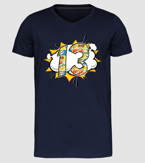 Birthday Comic Number 13 model albastru închis pe tricou