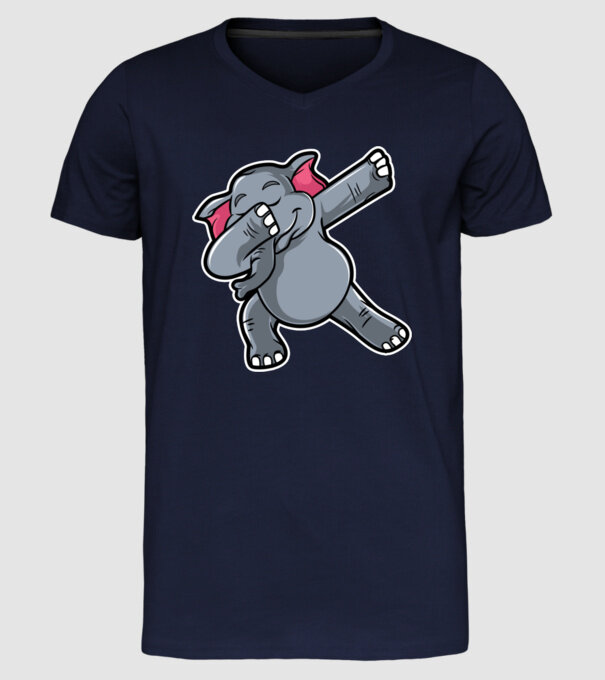 Elefant DAB model albastru închis pe tricou