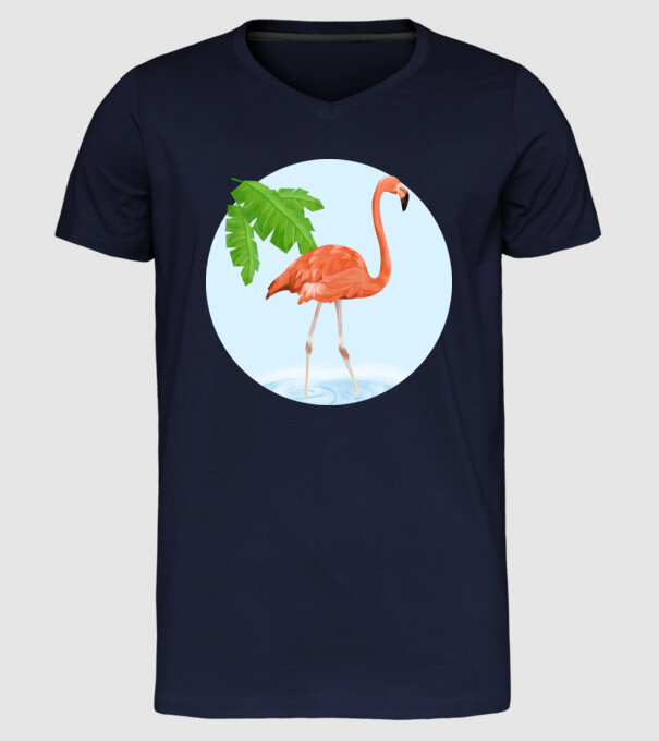 Flamingo model albastru închis pe tricou