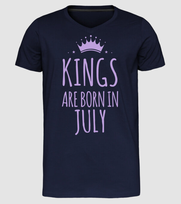 Kings are born in - July model albastru închis pe tricou