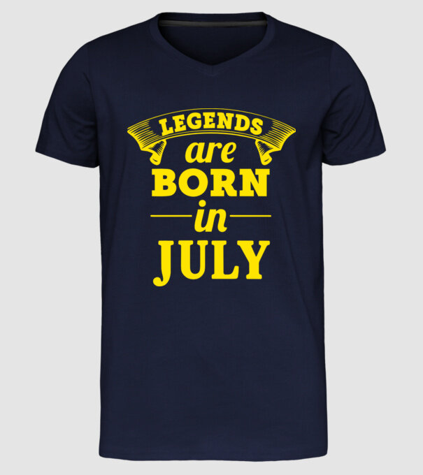 Legends are born in July model albastru închis pe tricou