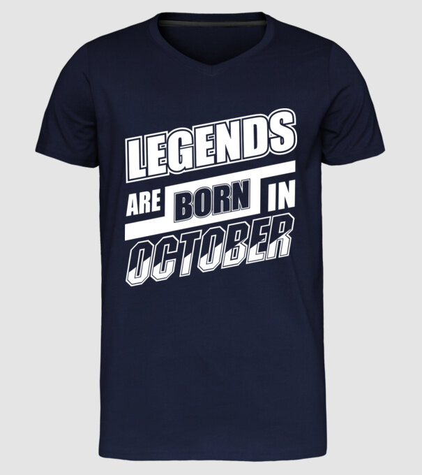 Legends are born in October model albastru închis pe tricou