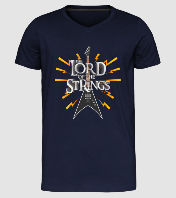 Lord of the Strings model albastru închis pe tricou