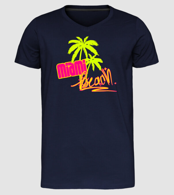 Miami beach model albastru închis pe tricou