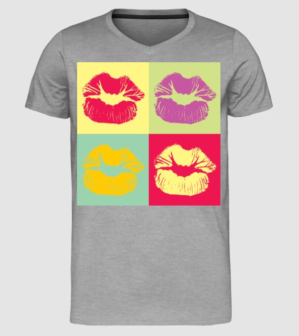 Pop Art Kiss model gri pe tricou