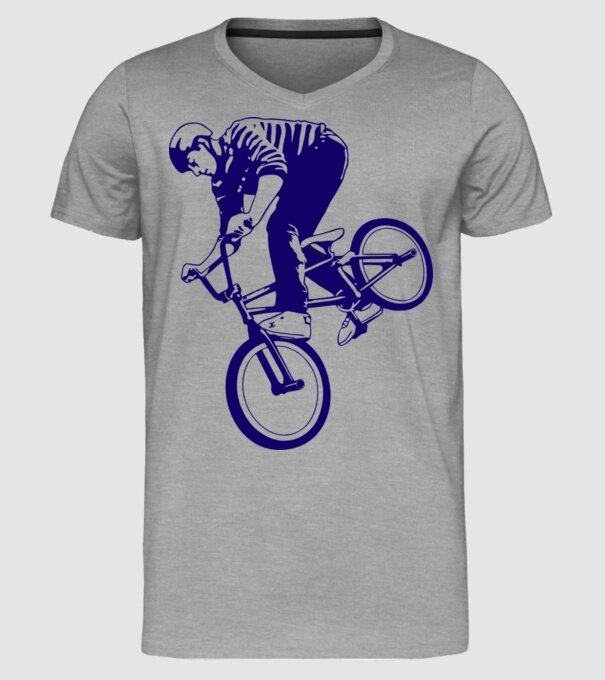 BMX stunt model gri pe tricou