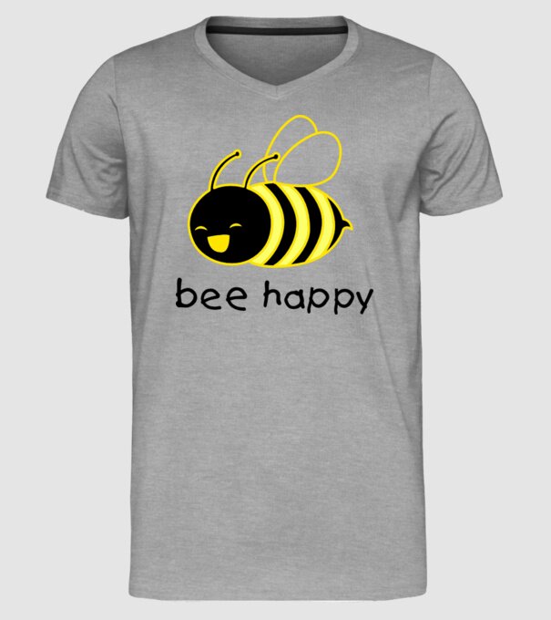bee happy model gri pe tricou