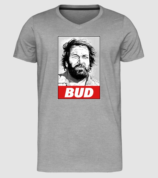 Bud Spencer halftone model gri pe tricou
