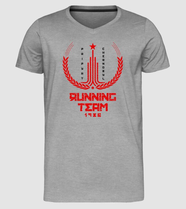 Chernobyl Running team model gri pe tricou